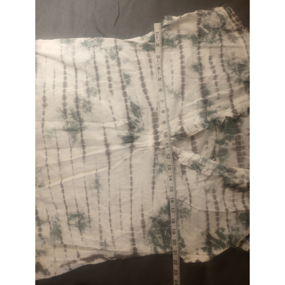 Wearable Linen Cotton Gauze Tunic Hi Low Tie Dye Raw Hem Beach Hippie Grey Blue - Picture 5 of 7